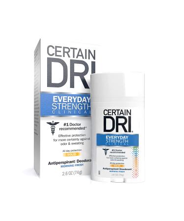 Certain Dri Everyday Strength Clinical Anti-Perspirant/Deodorant Solid Morning Fresh - 2.6 oz Pack of 2 Fresh 2.6 Ounce (Pack of 2)