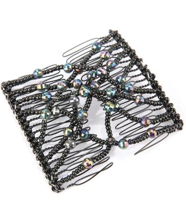 BORDSTRACT Magic Hair Comb Elastic Beaded Double Comb Hair Clip for Long Lasting Updo Popular Hairstyles (Black) Random - Buy Online on SooperMarket.com