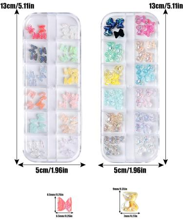 3D Nail Charms 2 Boxes Clear Aurora Butterfly Teddy Bear Nail Art Charms Nail Rhinestones and Gems for Nail Art Decoration DIY Crafts (D) - Buy Online on SooperMarket.com