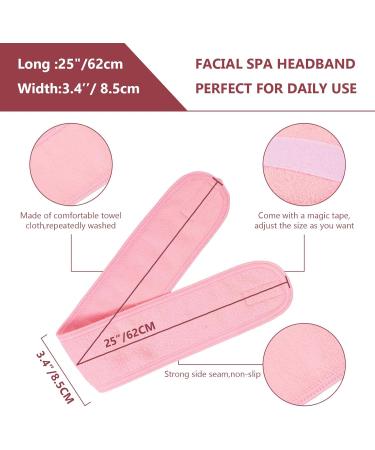 Whaline Spa Facial Headband Make Up Wrap Head Terry Cloth Headband Adjustable Towel Band for Face Washing Shower Facial Cover 3 Pieces (White Pink Rose Red) - Buy Online on SooperMarket.com