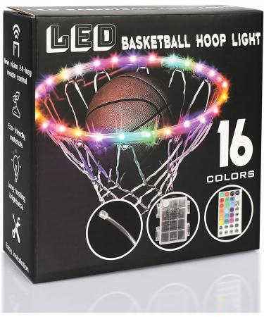 Adjustable Remote LED Hoop Light for Basketball Rim - 16 Color Waterproof Super Bright Lights, Ideal for Kids Night Play and Training - Buy Online on SooperMarket.com