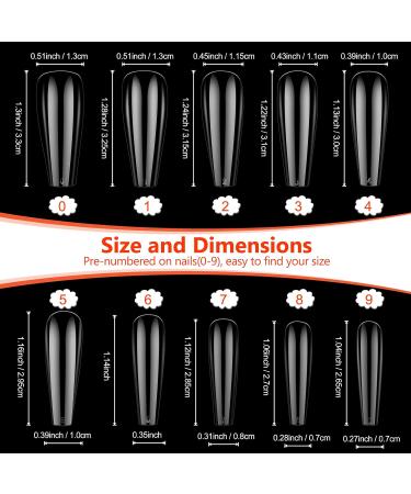 Clear Long Coffin False Nail Tips BOLASEN 500Pcs Full Cover Ballerina False Nails and Glue Fake Nails Artificial Fingernails Tip Clear Acrylic Nail Tips for Nail Salon & Home DIY 10 Sizes 500 Count (Pack of 1) - Buy Online on SooperMarket.com