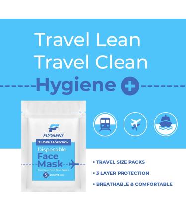 Travel Size Face Mask - 3 Ply Blue Disposable Face Masks for Adults - TSA Approved for Air Travel - 25 Count (5 Packs of 5) - Breathable & Comfortable - Buy Online on SooperMarket.com