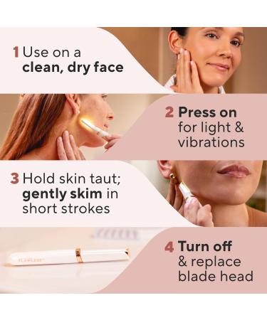 Buy Finishing Touch Flawless Dermaplane Glo - Sonic Lighted Exfoliator & Razor for Facial Hair Removal | 6 Replacement Heads | International Shipping Available - Buy Online on SooperMarket.com