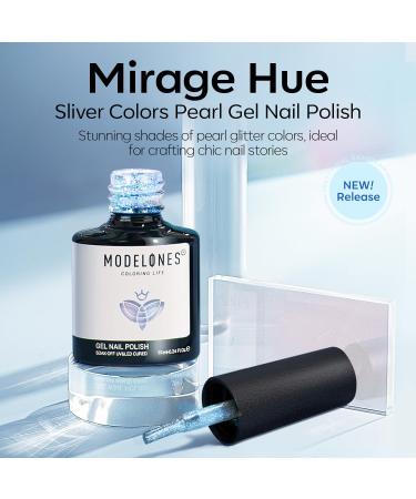 Modelones Pearl Gel Nail Polish 15ML Shimmer Mermaid Light Blue Gel Polish Pearlescent Shell Nail Gel Soak Off UV Gel Led Spring Gel Polish Swirl Shell Thread Effect DIY Manicure Gifts Pearl Blue - Buy Online on SooperMarket.com