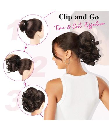 Reecho 23 cm Short Curly Ponytail Hair Extension - Chestnut Brown with Golden Highlights | Clip-In Ponytail Hair Parts for Volume & Style - Buy Online on SooperMarket.com