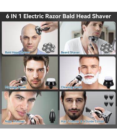 BestMal 6-in-1 Bald Head Shaver for Men - Upgraded 7D Electric Rotary Shaver with LED Display IPX7 Waterproof Wet/Dry Grooming Kit - Buy Online on SooperMarket.com