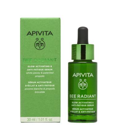 Apivita Bee Radiant Glow Activating & Anti-Fatigue Serum 30ml - Facial Serum with Propolis White Peony & Dragon Fruit - Brightens Tackles Discolorations & Aging Signs for a Plumper Youthful Skin