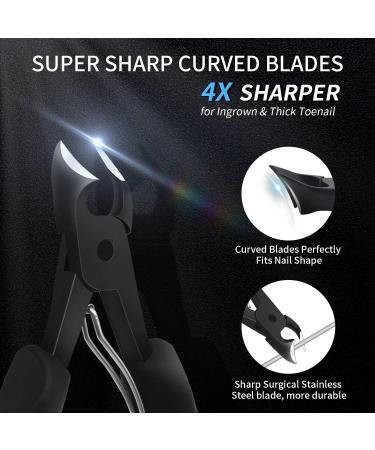 Professional Podiatrist Toenail Clippers - Super Sharp Stainless Steel Cutters for Thick & Ingrown Nails - Ideal for Men, Women, and Seniors - Black Updated Design - Buy Online on SooperMarket.com