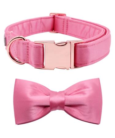 Lionet Paw's dog collar with fly - comfortable silk pink dog collar with removable fly for small dogs neck 25-40cm s (1 Pack) peach
