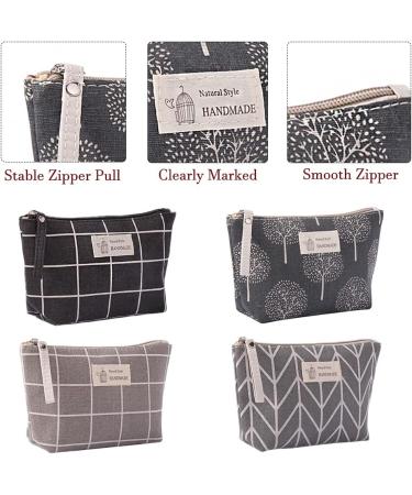 Shop Multifunctional Canvas Makeup Bag Set - 2 Portable Cosmetic Bags for Travel Office & School - Black/Gray Checkered - Buy Online on SooperMarket.com