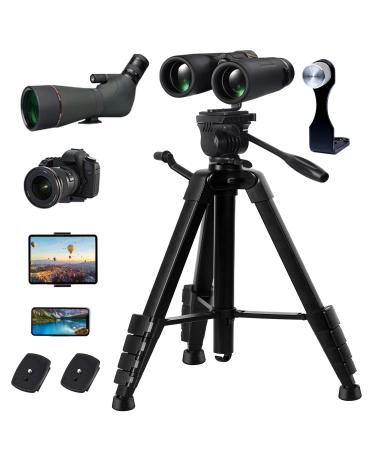 LCNCY Binocular Tripod Stand - Camera Tripod - Phone and iPad Tripod with Remote - Universal Lightweight Travel Video Tripod - Compatible with DSLR/Gopro/Spotting Scope/Telescope/Astronomy Binoculars Matte black