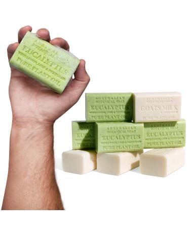 Australian Botanical Soap Classic Goats Milk and Eucaluptus Soaps | Men's Soap Duo Pack | Body & Beard Bars | 6.6 oz. (187g) | 4 Bars of Each - Pack of 8 Goats Milk & Eucalyptus