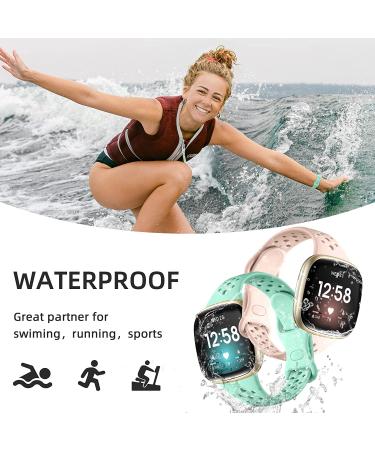 Laffav 4 Pack Soft Silicone Bands for Fitbit Sense/Versa 3/4 - White/Pink/Lavender/Mint Green Small 5.8-7.6 - Buy Online on SooperMarket.com