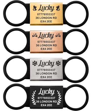 Dog Tag Personalised Dog Name Tag ID Tag for Pets Dogs Cats Engraved UK Slide On Collar Dog Tags 4 Colours Different Fonts Name Identity Tags(Black and Silver L) - Buy Online on SooperMarket.com
