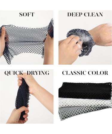 African Bath Sponge Set - Exfoliating Body Scrubber Trio in Black, White, Grey - Buy Online on SooperMarket.com