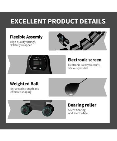 EKWIPO Infinity Weighted Hula Hoop for Adults - Weight Loss & Fitness - Noiseless 3rd Gen Exercise Hoop with Counter - 26 Detachable Knots - Ideal for Women & Beginners - Black - Buy Online on SooperMarket.com