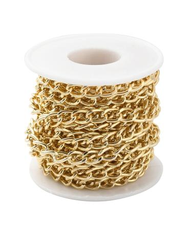 16.4 Feet Aluminum Curb Chains 2mm Twisted Links Cross Cable Chains Golden Plated with Spool for Pendant Necklace Jewelry Making 1Gold-10x6.5x1.8mm