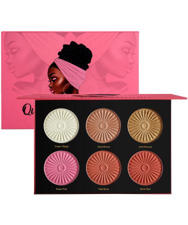 Blush Highlighter Palette  DE LANCI 6 Color Blushes Highlighter Bronzer Makeup Palette  Natural Matte Shimmer Face Blush Illuminator Pallet  Cheek Blushing Pressed Powder Pallet for Dark Skin Black Women