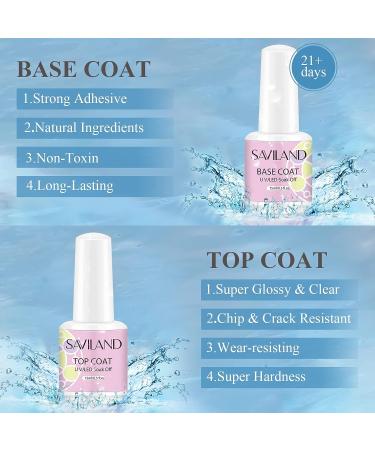 SAVILAND 15PCS No Wipe Gel Base and Top Coat Set - 15ml*2 | Shiny Soak Off Clear Gel Polish | Nail Salon Quality | Ideal Gift - Buy Online on SooperMarket.com