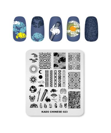 KADS Nail Stamping Plate Chinese Style Nail Art Stamp Template bamboo Lotus DIY Image Template Manicure Stamping Plate Stencil Tools (CN023)