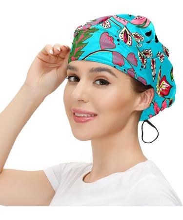 MUKJHOI Adjustable Flower Leaves Working Cap for Women Men | Bouffant Hat with Sweatband - Buy Online on SooperMarket.com