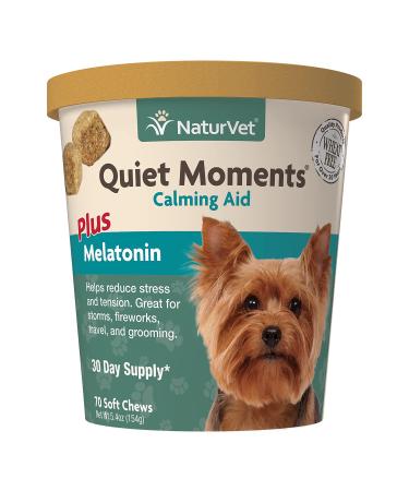 NaturVet Quiet Moments Calming Aid Plus Melatonin 70 Soft Chews