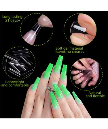 480 Pcs Straight Square Nail Tips | Clear Half Cover C Curve Acrylic & Gel Extension Set - Buy Online on SooperMarket.com