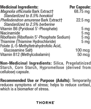 Thorne Research - Relora Plus - Proprietary Blend of Plant Extracts with B Vitamins - Helps Reduce Stress-Related Eating - 60 Capsules - Buy Online on SooperMarket.com