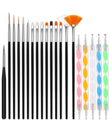 Qufiiry 20 Piece Nail Brush Set Includes 15 Brushes + 5 Dotting Pen Nail Art Brushes Nail Art Brushes Acrylic Brush for Nails for Gel Nails UV Gel Nail Design Nail Art 20 Pcs