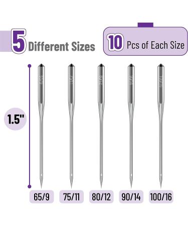 Mr. Pen Sewing Machine Needles 50 Pack - Universal Needles for Singer, Brother, Janome - Assorted Sizes 65/9, 75/11, 80/12, 90/14, 100/16 - Buy Online on SooperMarket.com