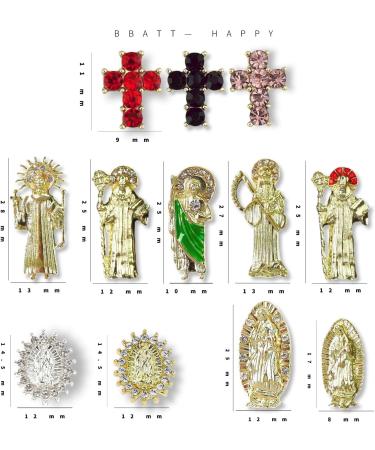 24pcs Religious Nail Charms Kit - San Judas Virgin Mary Cross 3D Nail Gems in Gold and Silver - Buddha Charms and Rhinestones for Nail Art - Buy Online on SooperMarket.com