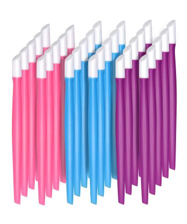 30 Pieces Plastic Handle Nail Cuticle Pusher Rubber Tipped Nail Cleaner Colored Nail Art Tool for Men and Women Christmas Valentine's Day Giving(Blue Purple and Pink)