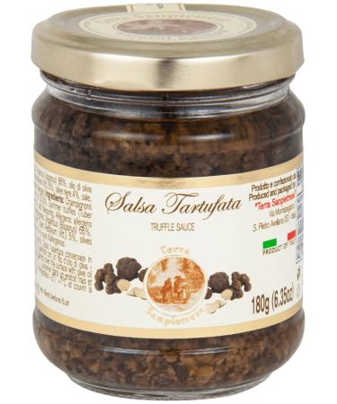 TerraSanpietrese - Italian Black Truffle Sauce with Champignon Mushrooms & Black Olives - 180g 180 g (Pack of 1)