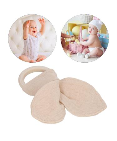 Soft Baby Teething Wooden Ring | Handgrip Training Teether Toys for Babies - Khaki | International Shipping Available - Buy Online on SooperMarket.com