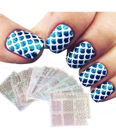 12 Sheets Nail Vinyl Stencils Nail Art Decoration Stickers Set Nail Art Design Stickers Tips Decals Adorable Quality and Practical Nice Design