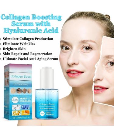 TBeautfave Collagen Boost Anti Aging Serum Collagen Boost Wrinkle Cream Blemish Skin Corrector Serum Collagen Boosting Serum with Hyaluronic Acid Reduce Fine Lines and Wrinkles - Buy Online on SooperMarket.com