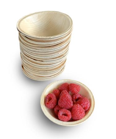 Raj Disposable Palm Leaf Bowls (25 Count, 4" Bowls) Strong Bowls Like Bamboo Party Bowls - Decorative Compostable Tableware for Lunch, Dinner, Birthday, Camping, Outdoor, BBQ, Picnic, Parties 25 Count 4" Bowls