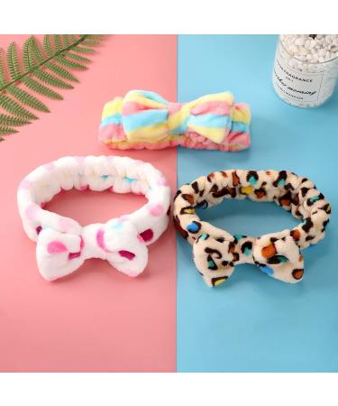 3 Pieces Microfiber Bowtie Headbands Bowknot Elastic Hair Band Adjustable Makeup Headbands Wash Spa Yoga Sports Shower Facial Hair Band for Girls Women (Classic Patterns) - Buy Online on SooperMarket.com