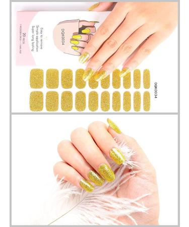 Kalolary Gel Nail Polish Strips Nail Gel Art Sticker Waterproof Full Nail Wraps Decal Sets with Nail File and Stick for Women Girls Nail Art Decor (UV/LED Lamp Required) (Shiny Yellow) - Buy Online on SooperMarket.com