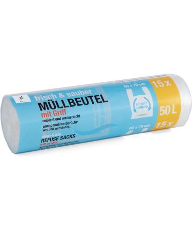 45 Premium 50L Garbage Bags - Tear-Resistant & Waterproof - 3 Packs 60x70 cm with Stretcher Handles - Ideal for International Shipping - Buy Online on SooperMarket.com