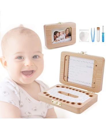Makerhawk Baby Teeth Boxs Keepsake Wooden Baby Tooth Organizer Box Baby Teeth Collection Box Fairy Box Keepsake for Boys and Girls
