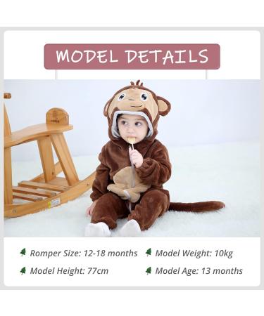 COOKY.D Unisex Winter Animal Hooded Baby Romper - 18-24 Months, Dark Brown - Buy Online on SooperMarket.com