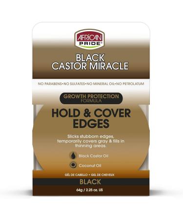 African Pride Black Castor Miracle Black Hold & Cover Edge Gel - growth protection formula 64g - Buy Online on SooperMarket.com