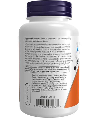 NOW - L-Carnitine Double Strength 1000mg 100 Tablets & L-Tyrosine (Freeform) Capsules 500mg 120 Count Nutritional Supplement + Capsules - Buy Online on SooperMarket.com
