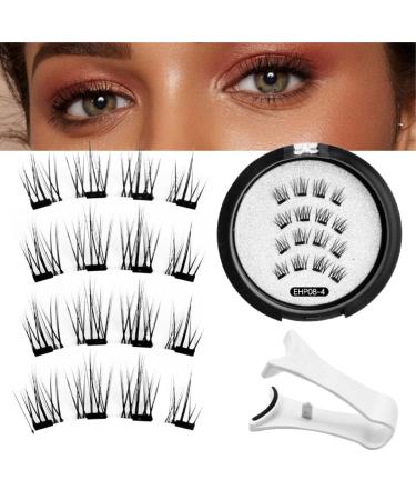 Magnetic Eyelashes without Eyeliner Reusable Magnetic Lashes No Glue 3d False Eyelashes Kit Magnetic Eyelashes Natural Look Magnetic Eyelashes with Applicator No Glue or Liner Needed(Natural)