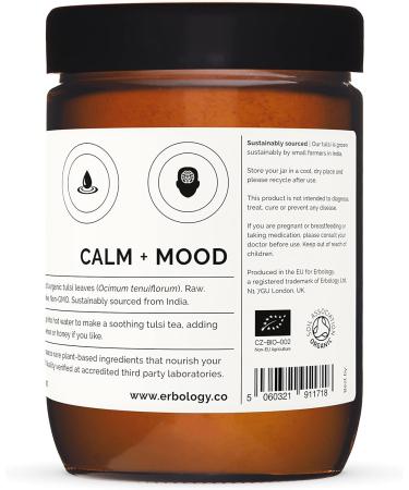 Organic Tulsi Powder 180g - Holy Basil for Calm and Mood - Raw, Vegan, Gluten-Free - Non-GMO - No Additives - Recyclable Glass Jar - Buy Online on SooperMarket.com