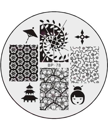 STAMPING STENCIL # BP-78 Spiral Cherry Blossoms Geisha Japan