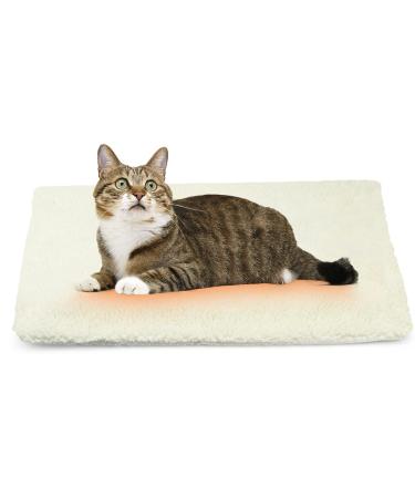 NICREW Cat and Dog Self Heating Pad, Pet Self-Warming Convertible Cuddle Bed, Electric-Free Quilted Cat Heating Mat Indoor, Machine Washable Thermal Dog Blanket, White, Medium, 25" x 19"