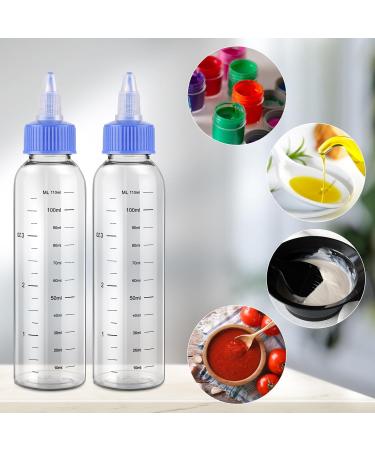 ASTER 4Pcs Oil Applicator Bottle for Hair Squeeze 4 OZ Empty Plastic Bottles Applicator with Twist Top Cap Clear Plastic Refillable Bottle PET Open/Close Nozzle - Multi Purpose(White Blue) - Buy Online on SooperMarket.com